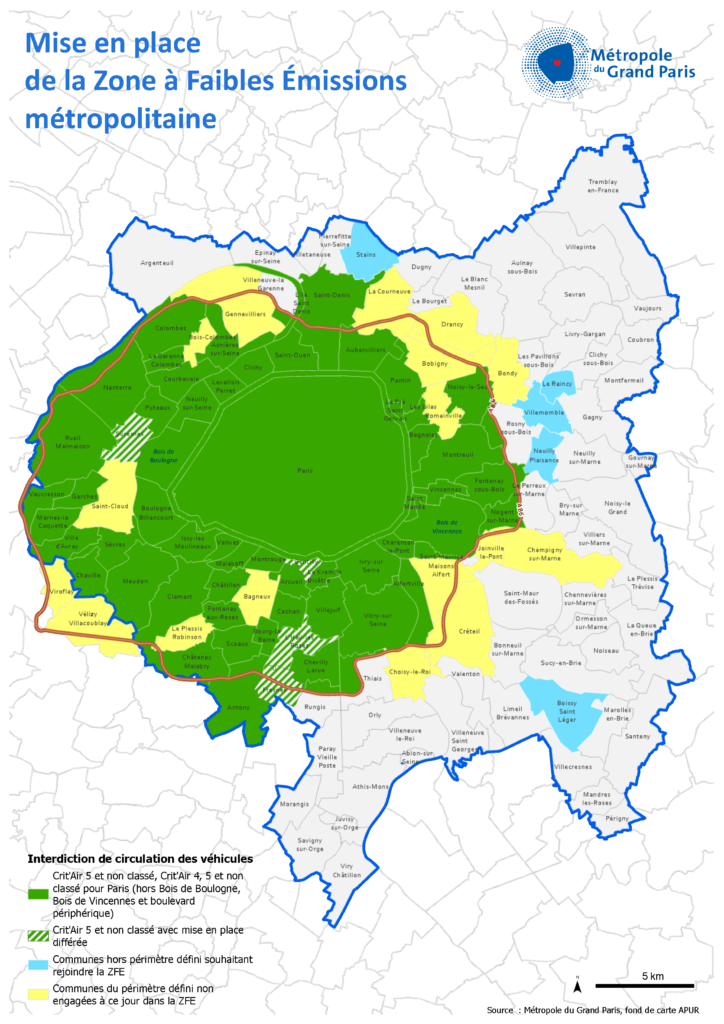 Carte Zone Faibles Emissions ZFE Grand Paris